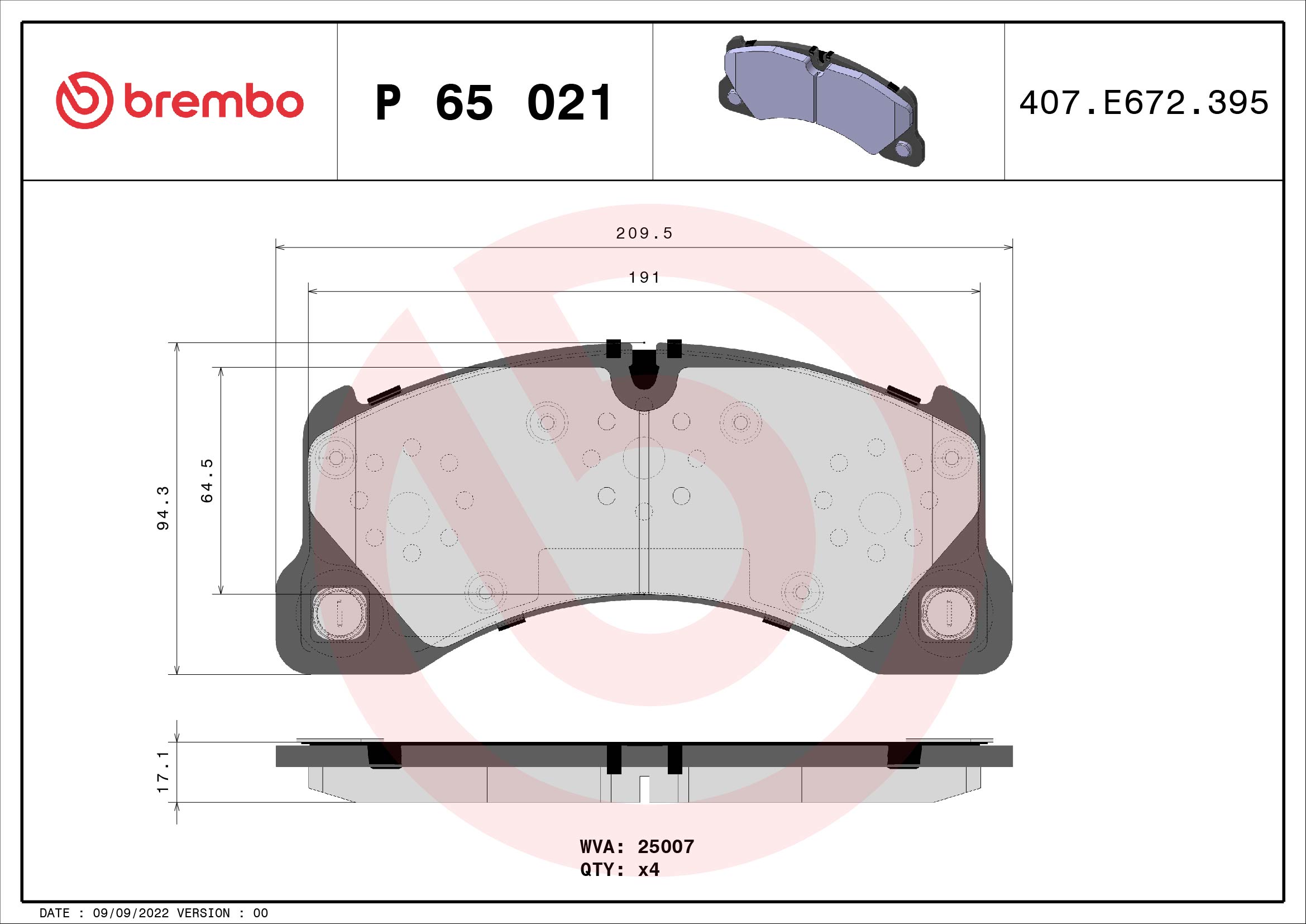 A.B.S. P 65 021 BREMBO Bremsbelagsatz, Scheibenbremse